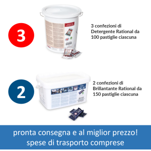 Pastiglie Detergente Rational: 3 Rossi e 2 Blu